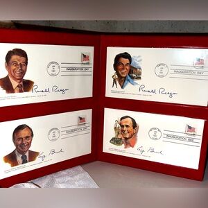 Ronald Reagan and George Bush commemorative inauguration stamps and envelopes